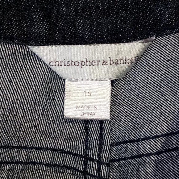 Christopher & Banks Jeans  size 16  Dark Wash  Wide Leg  Slight Flare  Stretch - Picture 6 of 11